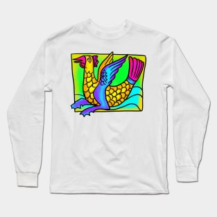 Garish Chicken Mermaid Medieval Fish Thing 90's Retro Frank Style Monster Long Sleeve T-Shirt